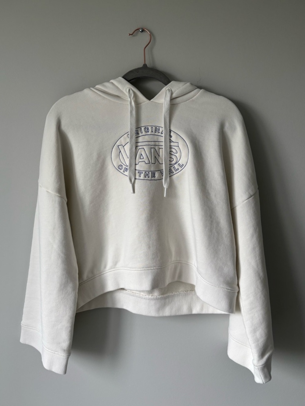 VANS Retro Wide Cropped Soft White Hoodie Size Small